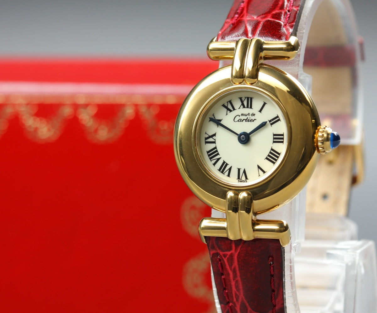 Cartier Must Colisee Vermeil 590002 Red Gold Women's Quartz Watch Vintage [Box]