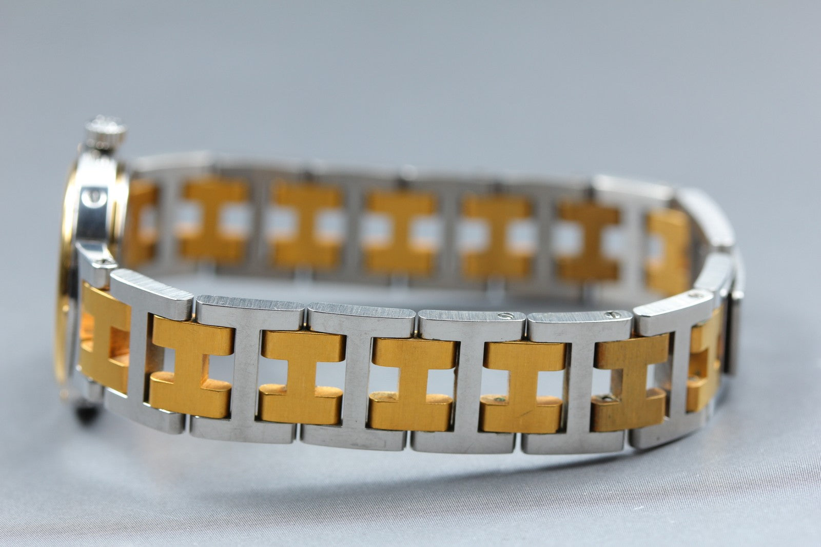 Vintage [Exc+5 Box] Hermes Clipper 24mm White Dial Gold Woman's Watch Quartz