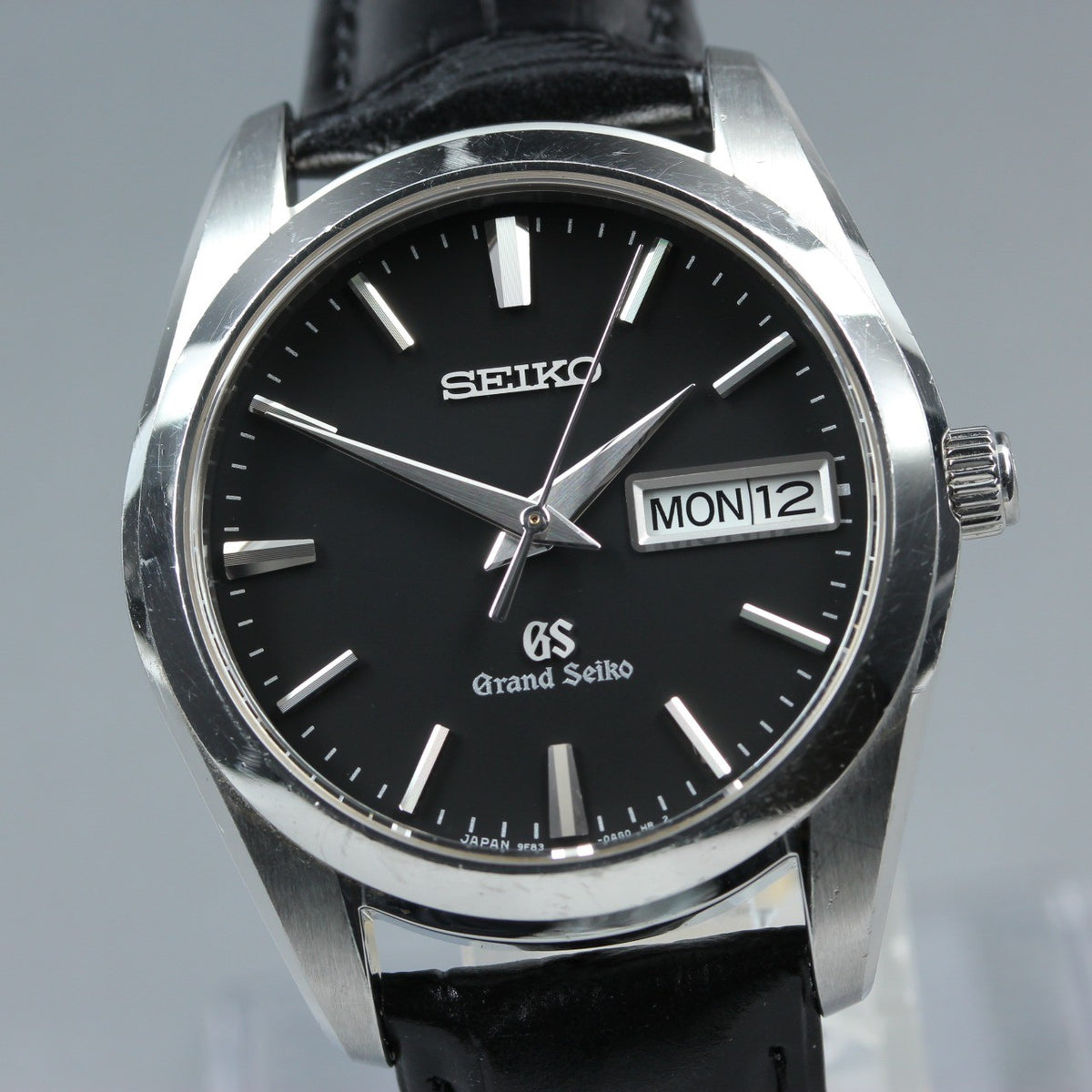 New Batt SEIKO Grand Seiko 9F83-0AH0 Quartz Black Day/Date Men's Watch 36mm JP