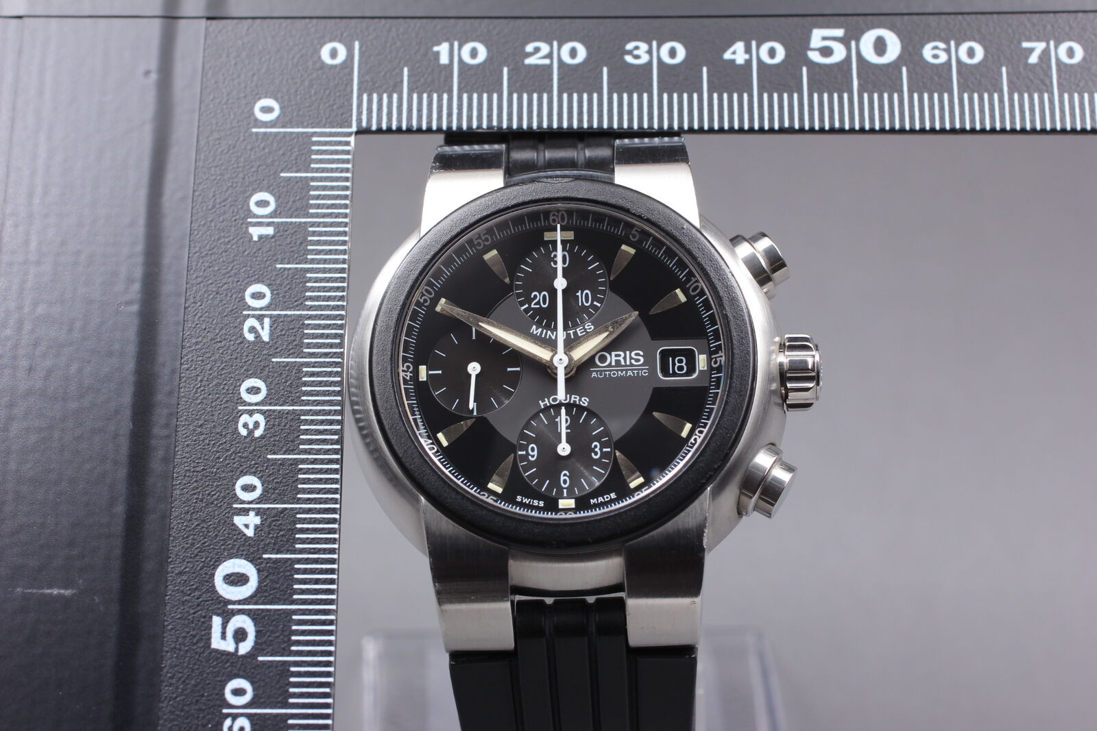[Near MINT-] ORIS TT1 Chronograph 7521 Black Dial Automatic Men's Watch JAPAN