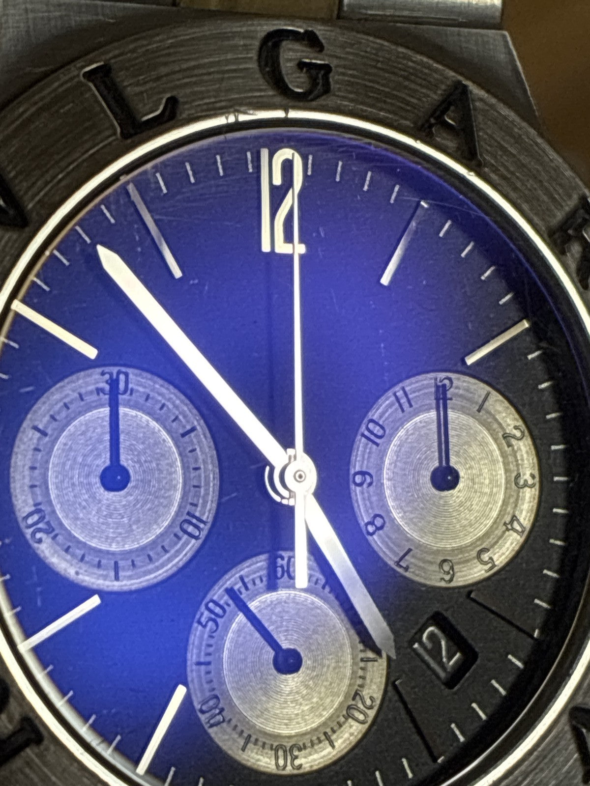 BVLGARI Diagono CH35S Quartz Chronograph Black Men's Watch 36mm JAPAN Exc+5*Box