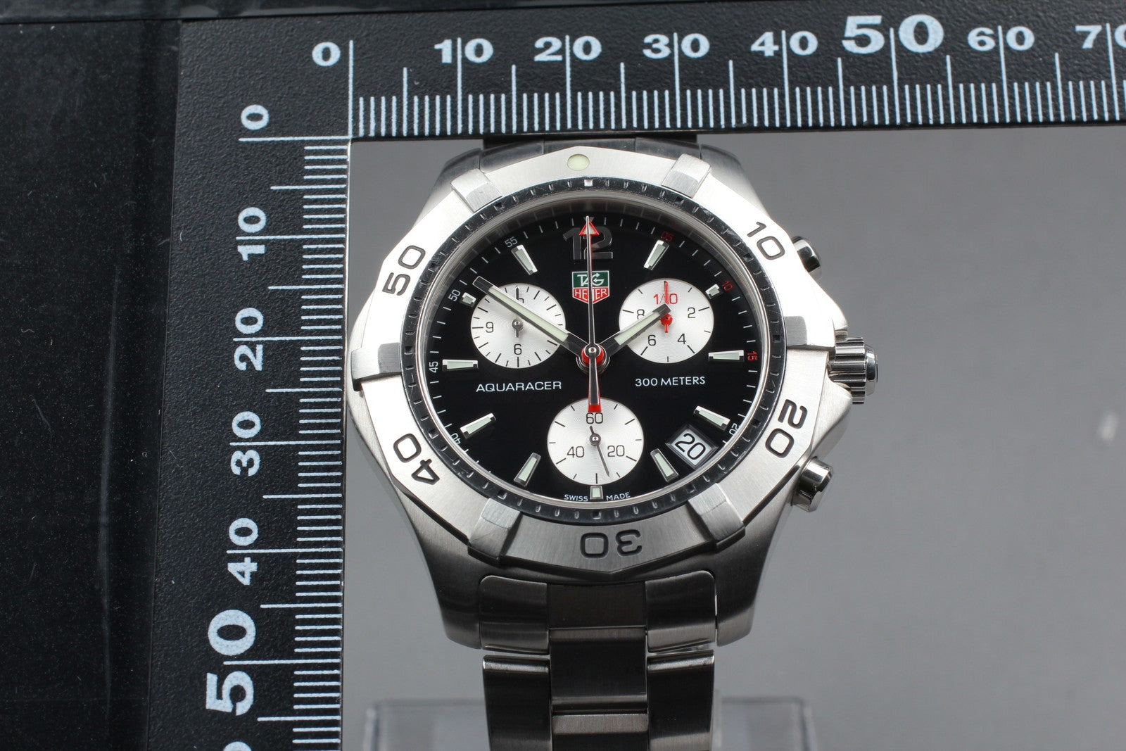 Box Tag Heuer Aquaracer CAF1110 Chronograph Black Quartz Men's Watch 42mm JAPAN