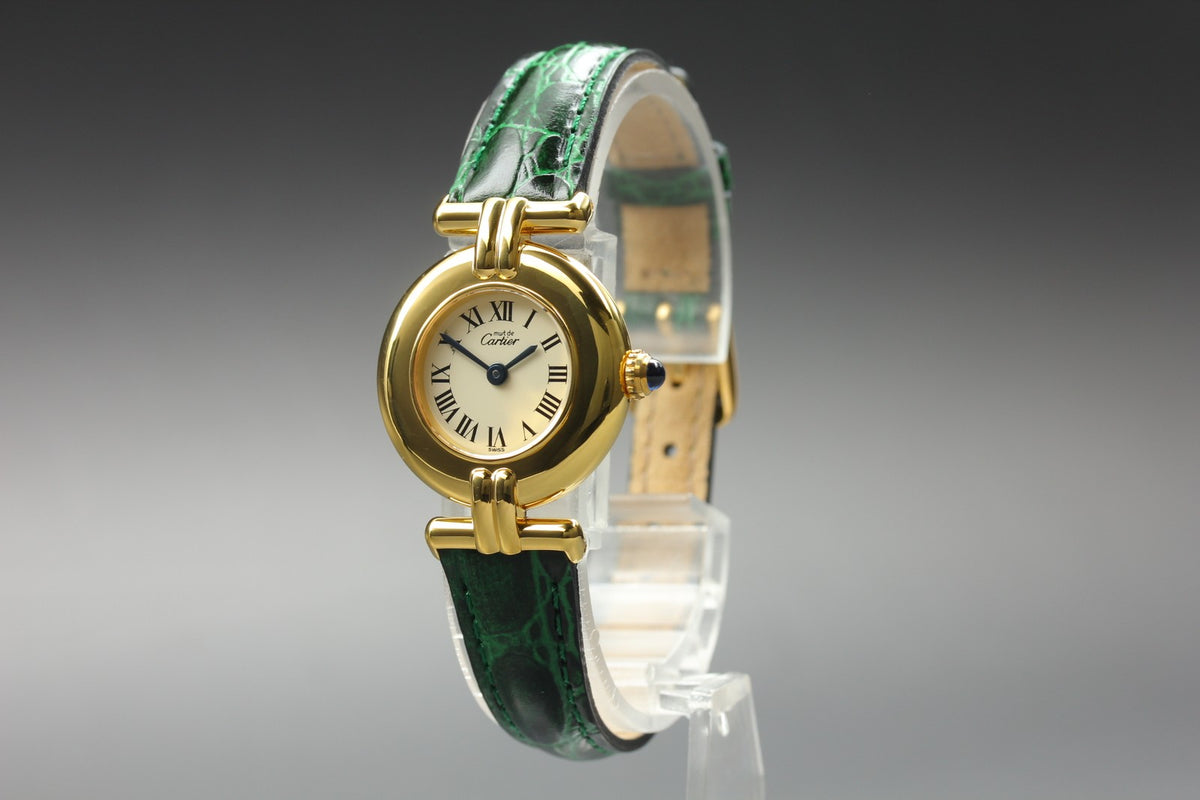 Cartier Must Colisee Vermeil 590002 Green Gold Womens Quartz Watch Vintage [Box]