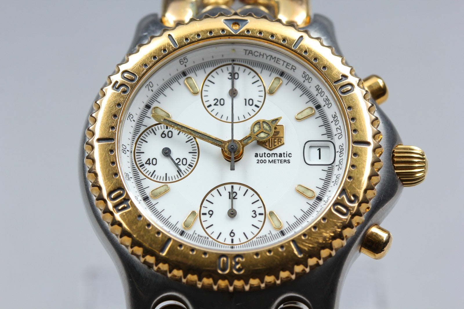 TAG HEUER SEL CG2120-R0 Automatic Chronograph White Men's Watch 38mm JAPAN Box