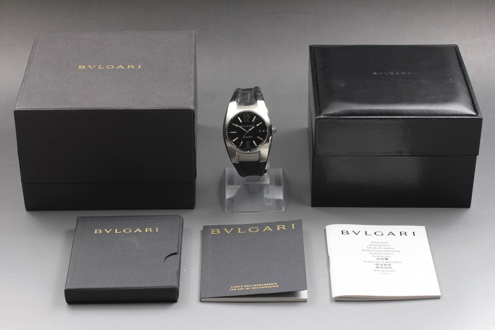 Exc+5*Box BVLGARI Ergon EG40S Black Stainless Steel Automatic Men's Watch JAPAN