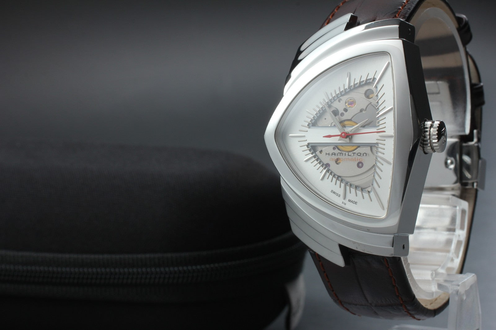 [Near MINT-] HAMILTON Ventura H245150 Automatic 34mm Brown Silver Men's Watch