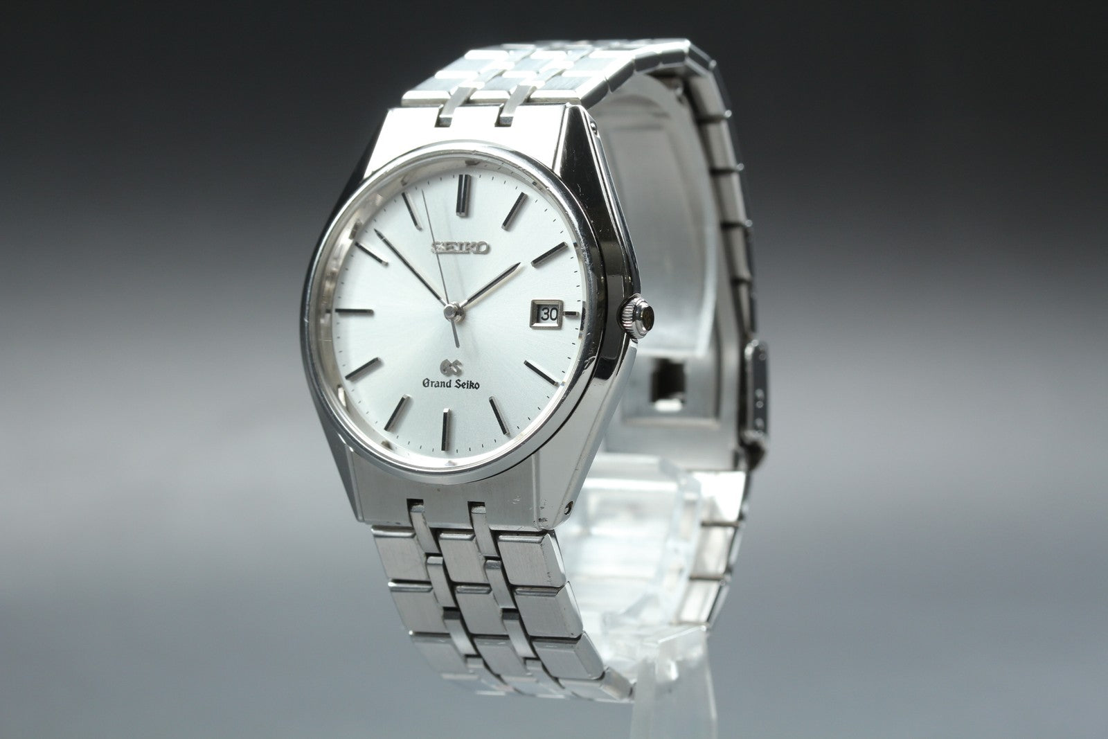 New Batt GRAND SEIKO 9587-8000 SBGS003 Silver Quartz Date Boy's Watch 36mm JAPAN
