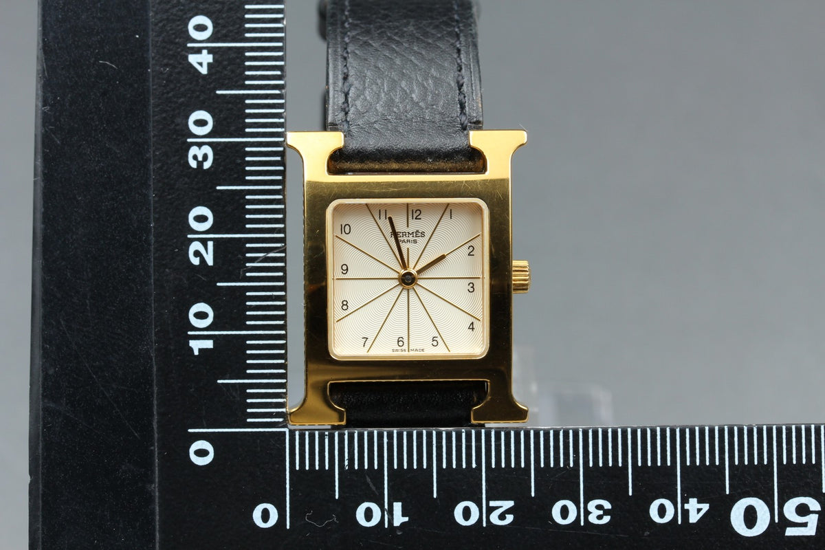 HERMES H Watch HH1.201 Gold Black "A" 21mm Woman's Watch Quartz [Box]