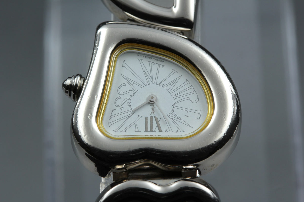 Yves Saint Laurent Heart Silver 4520-H15556 24mm Women's Watch Quartz Vintage