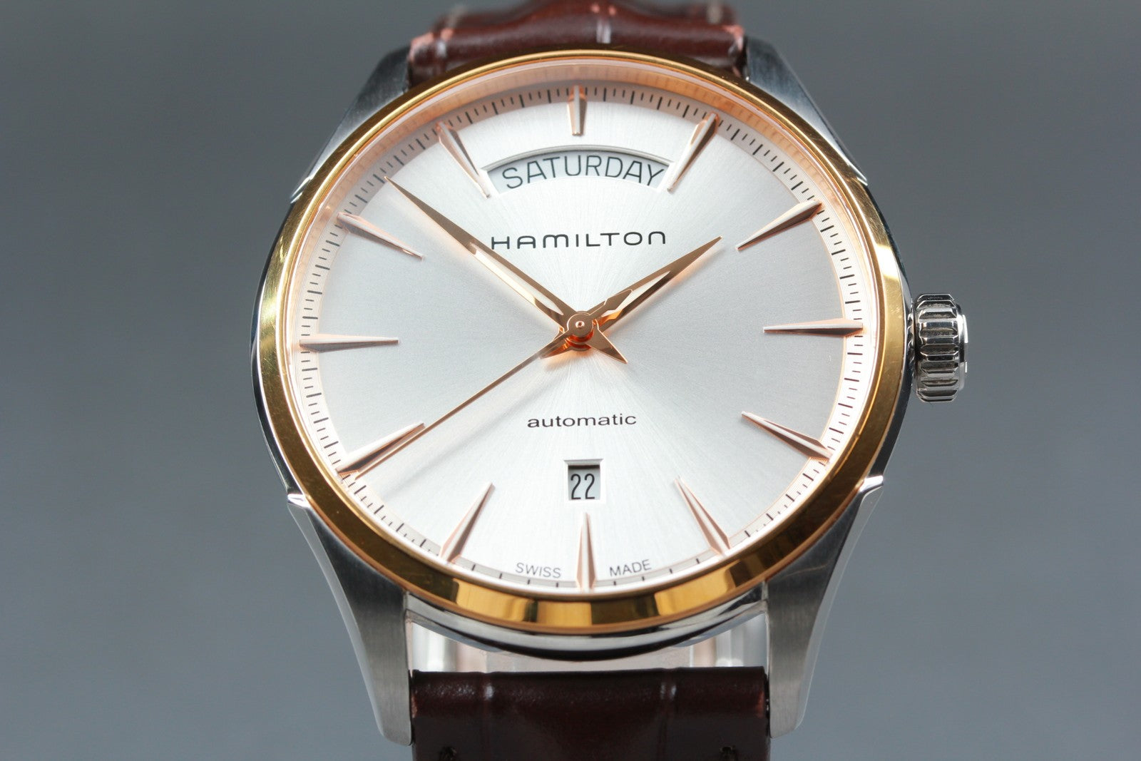 Hamilton Jazzmaster H425250 Silver Automat Day/Date Men's Watch 42mm JAPAN