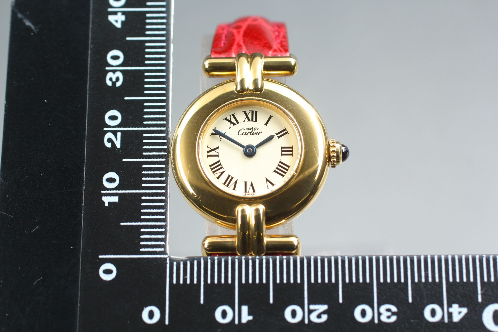 Vintage[Near MINT- Box] Cartier Must Colisee Vermeil 590002 Red Women's Qz Watch