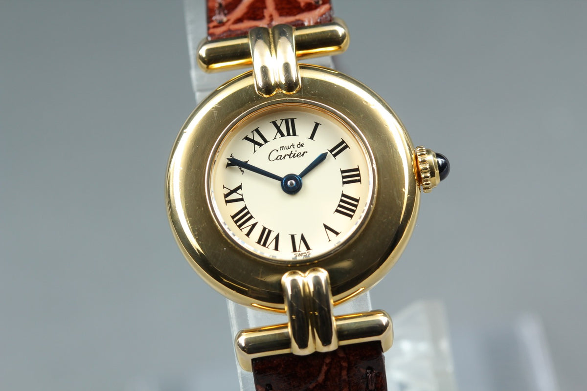Cartier Must Colisee Vermeil 590002 Brown Gold Women's Quartz Watch Vintage