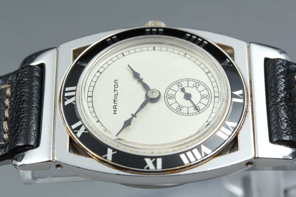 Vintage Hamilton piping Rock Quartz 18k White Gold EP Women's Watch 29mm JAPAN
