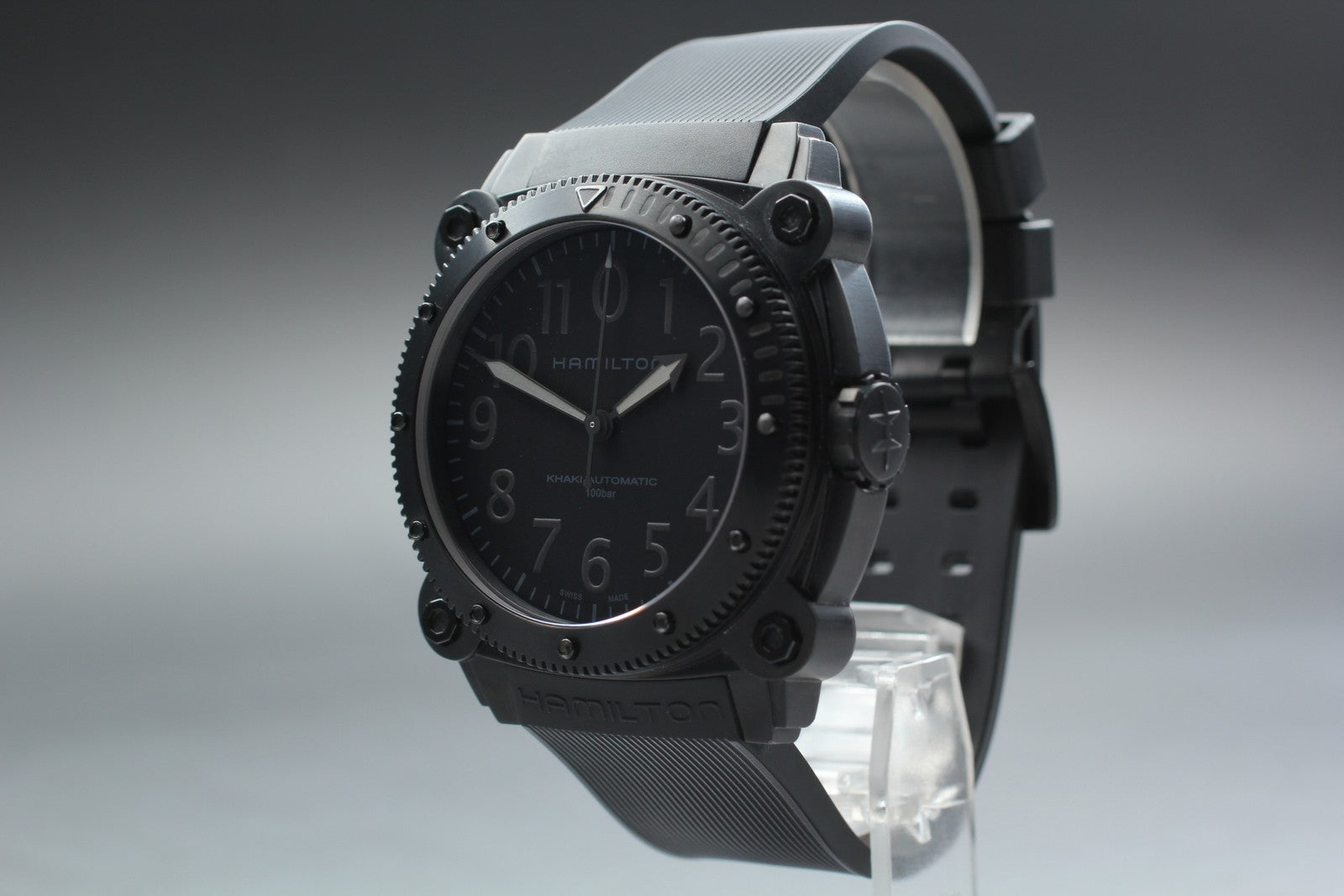 Hamilton Khaki Navy Belowzero H785050 Black Automatic Men's Watch 46mm JAPAN Box
