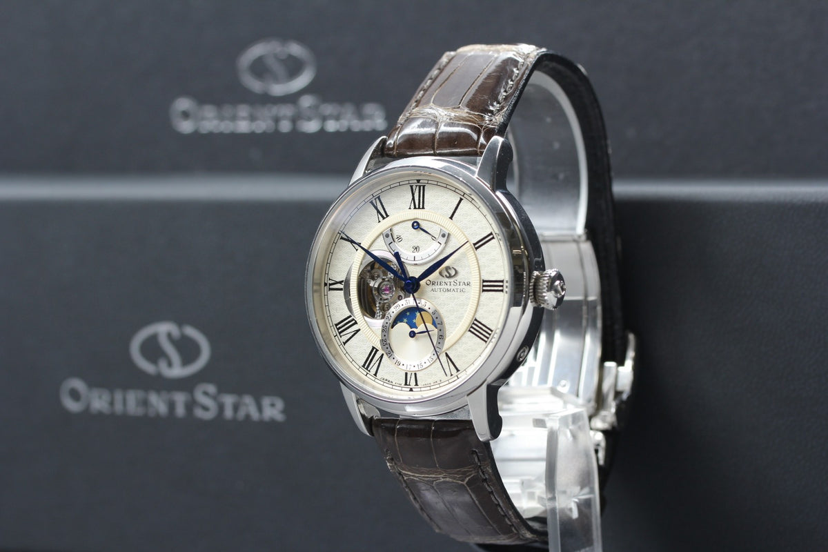 ORIENT Star F7X6-UAC0 Silver Dial Automatic Moon Phase Men's Watch 41mm JAPAN