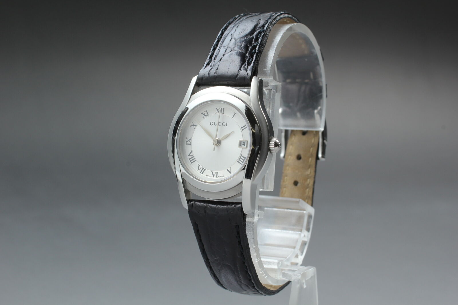New Battery [Exc+5 Box] Gucci 5500L Silver Women's Quartz Watch Vintage JAPAN