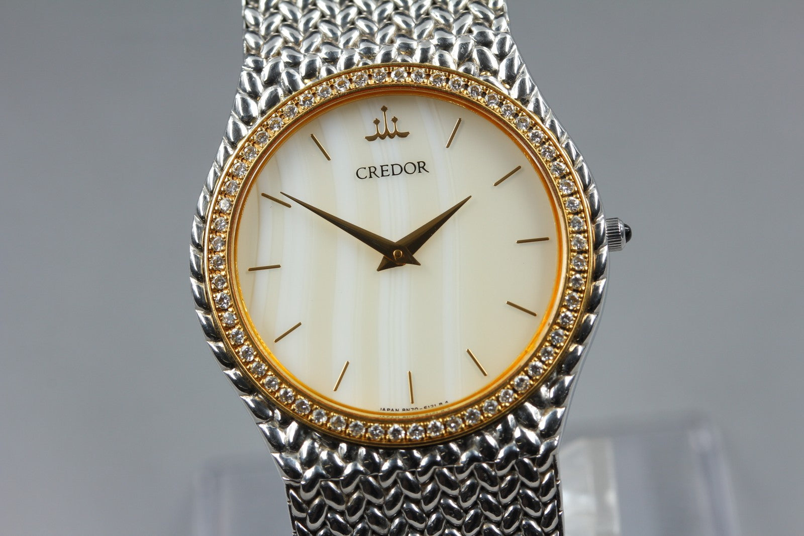[Exc+5] SEIKO CREDOR 8N70-6140 31mm Diamond Unisex Quartz Watch From JAPAN