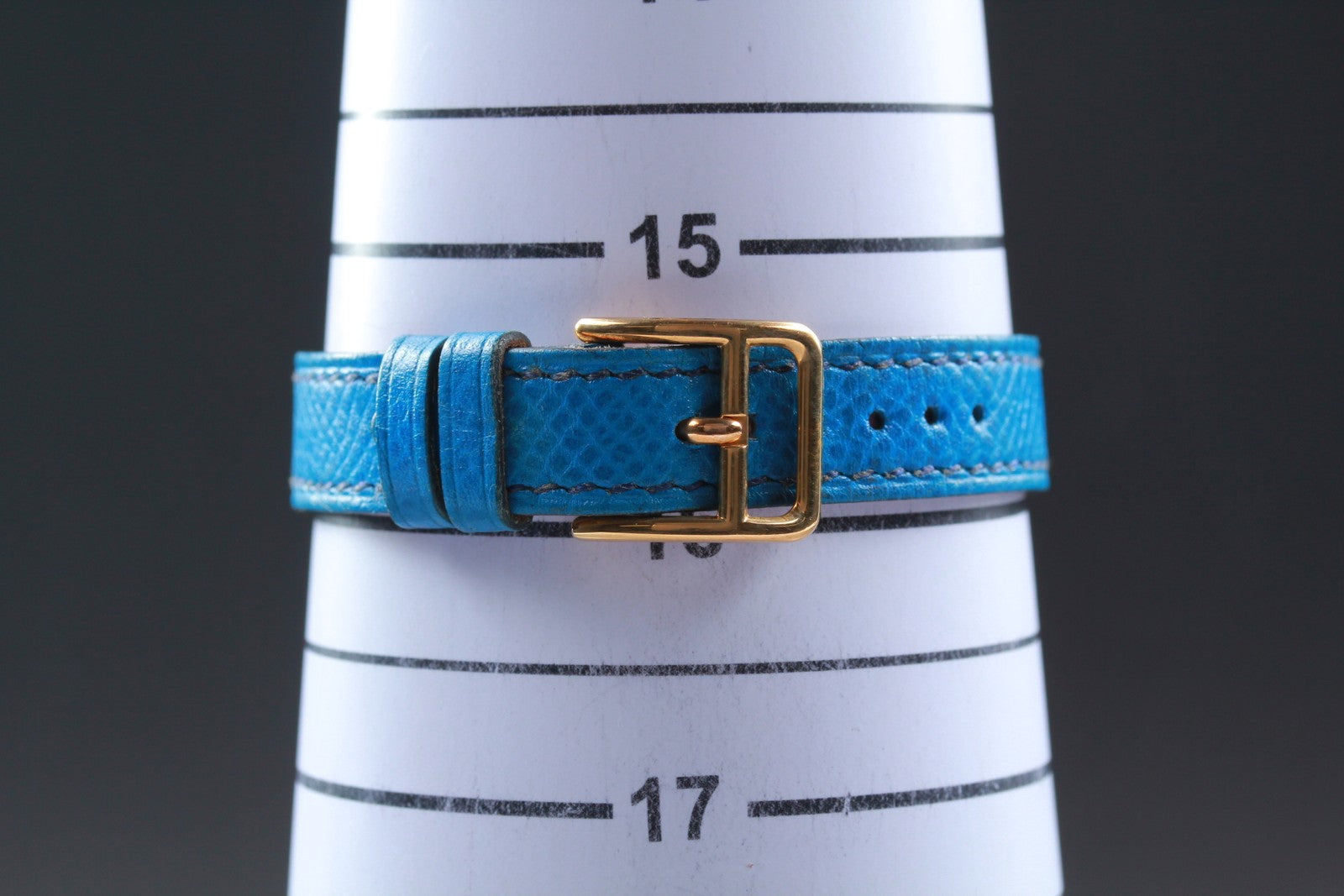 Overhauled [Exc+5] HERMES Kelly Watch Gold Dial Blue "W" Woman's Quartz Watch