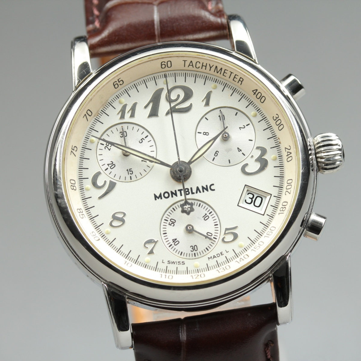 MONTBLANC Meisterstuck 7038 Chronograph Quartz Silver Men's Watch 35mm JAPAN