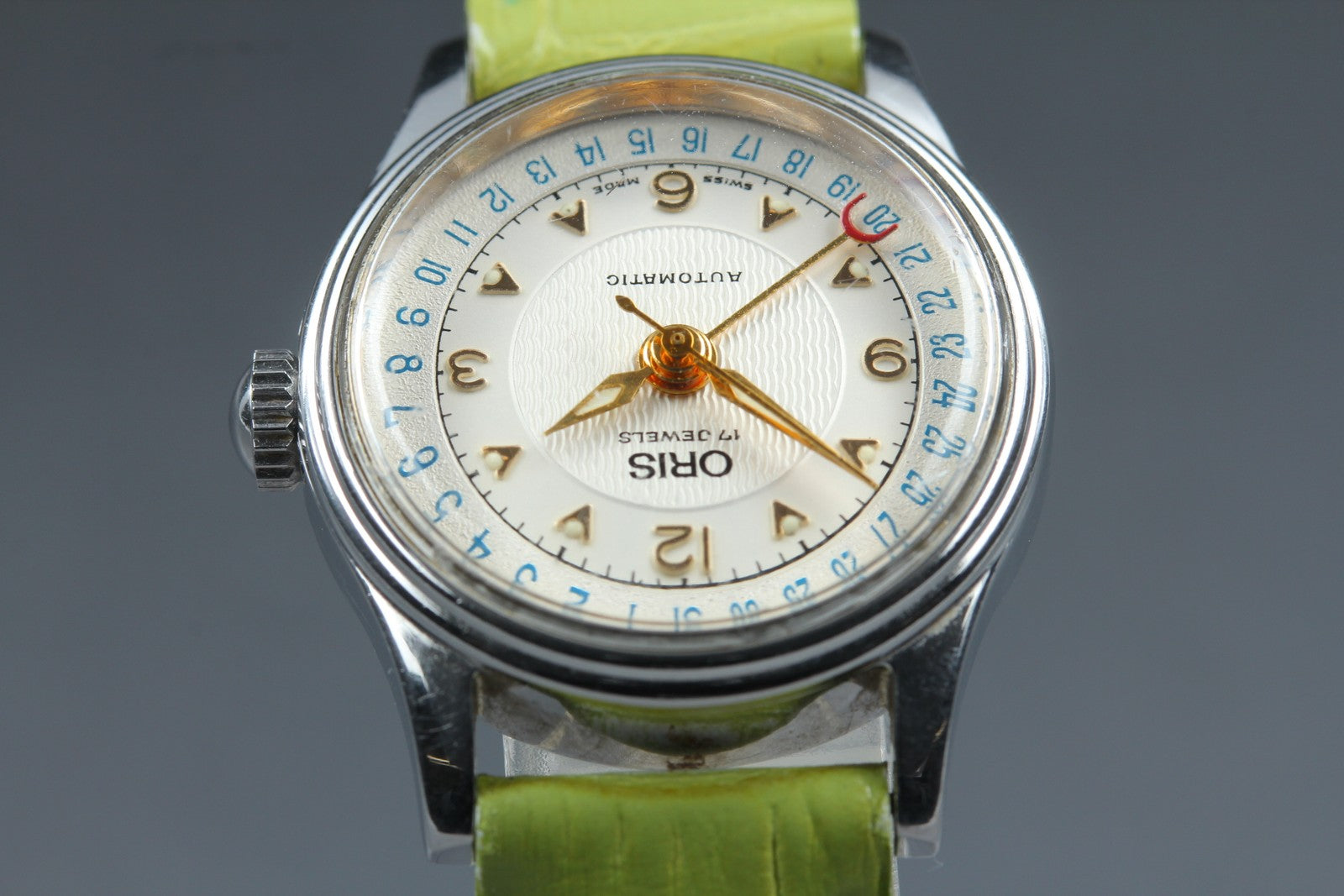 Vintage Oris Pointer Date 7405 Silver Automatic Date 26mm Women's Watch JP Exc+5
