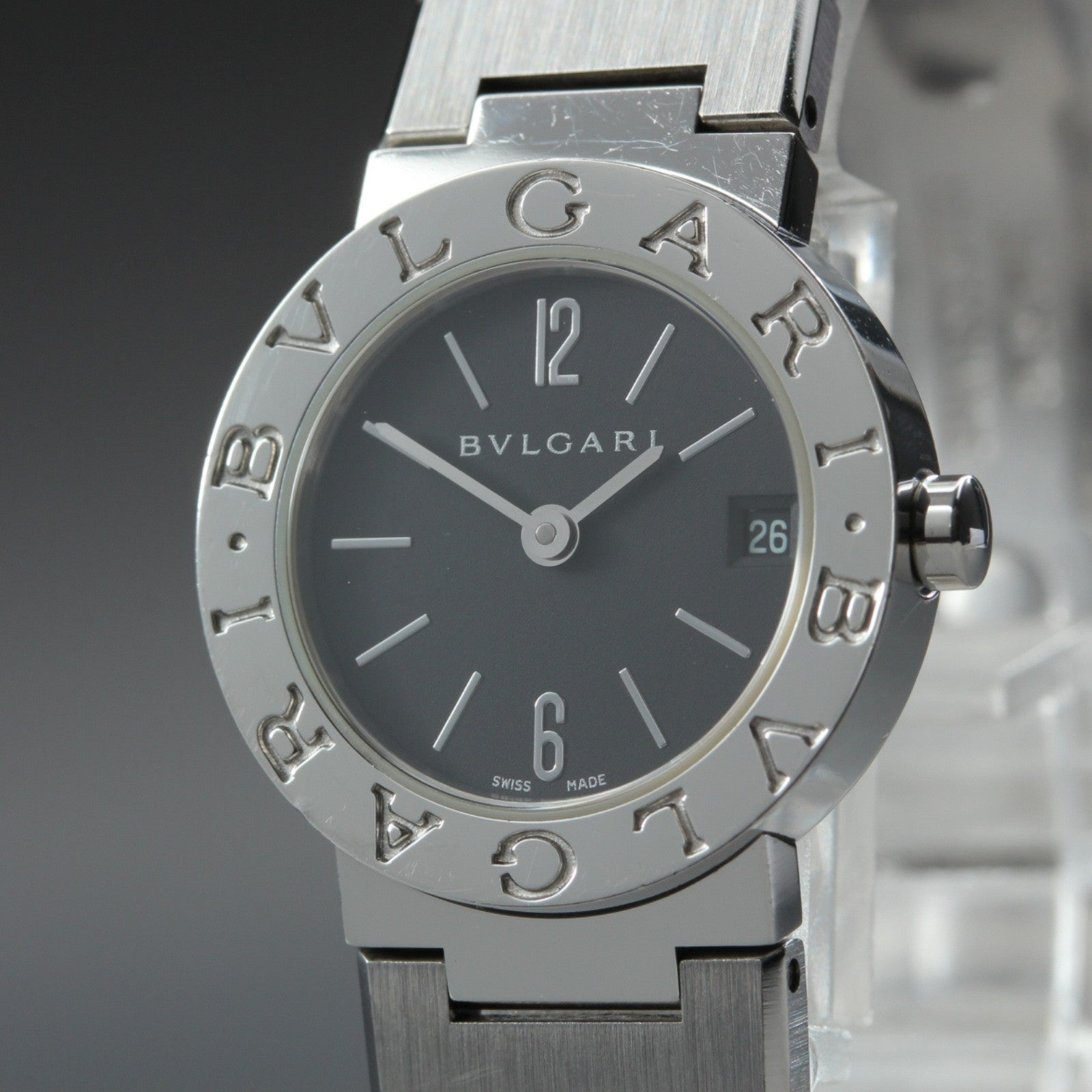 BVLGARI BVLGARIBVLGARI BB23SS Black Dial Quartz Women's Date Watch 22mm JAPAN
