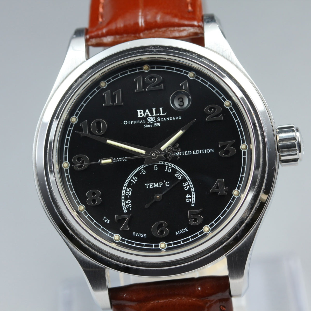 Ball Trainmaster NT1050D Automatic Black Dial Date Men's Watch 41mm From JAPAN