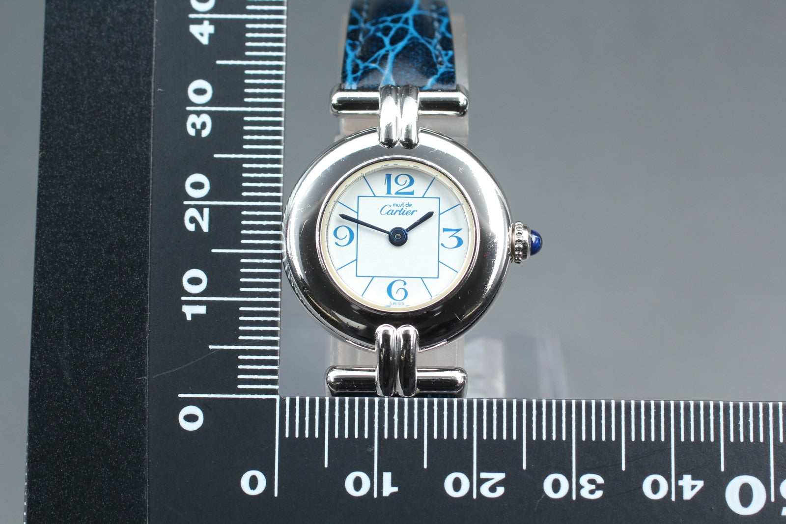 Cartier Must Colisee Vermeil 2411 Silver Blue Women's Quartz Watch [Pouch]