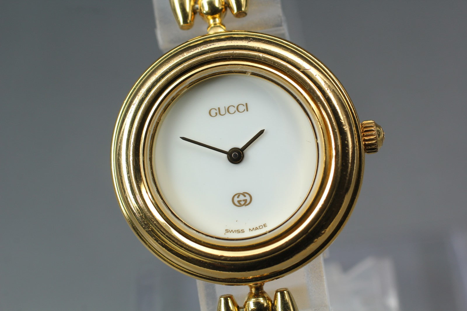 Vintage [Exc+4] Gucci Change Bezel 11/12 5 Colors Gold Bracelet Women's Qz Watch
