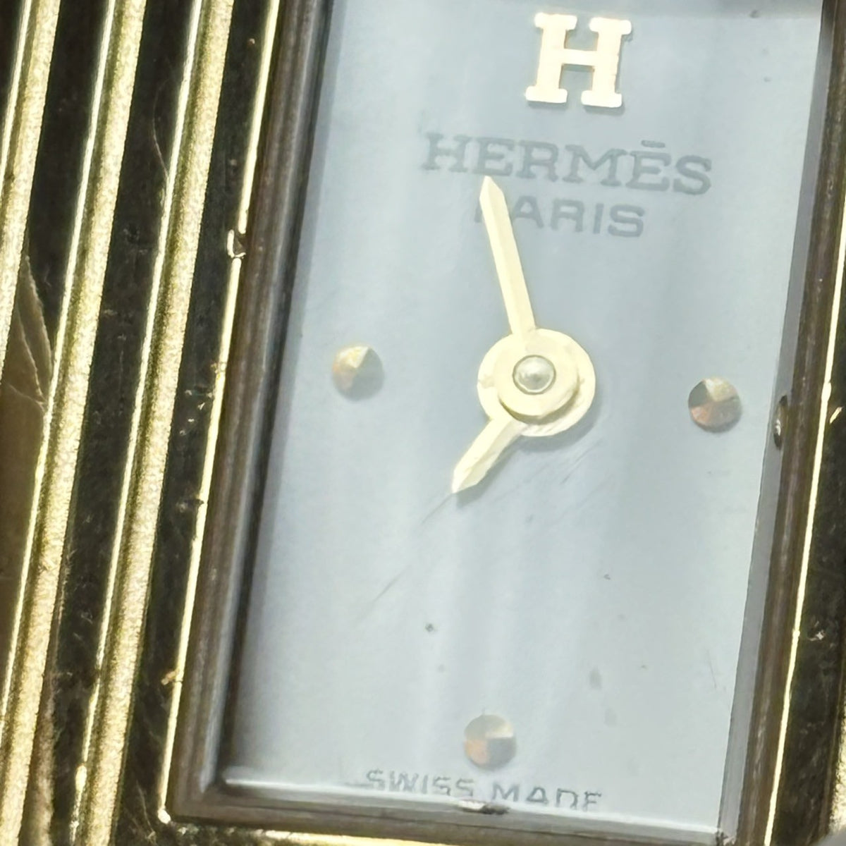 Overhauled [Exc+5 Box] HERMES Kelly Watch Gold Brown "I" Double Woman's Qz Watch