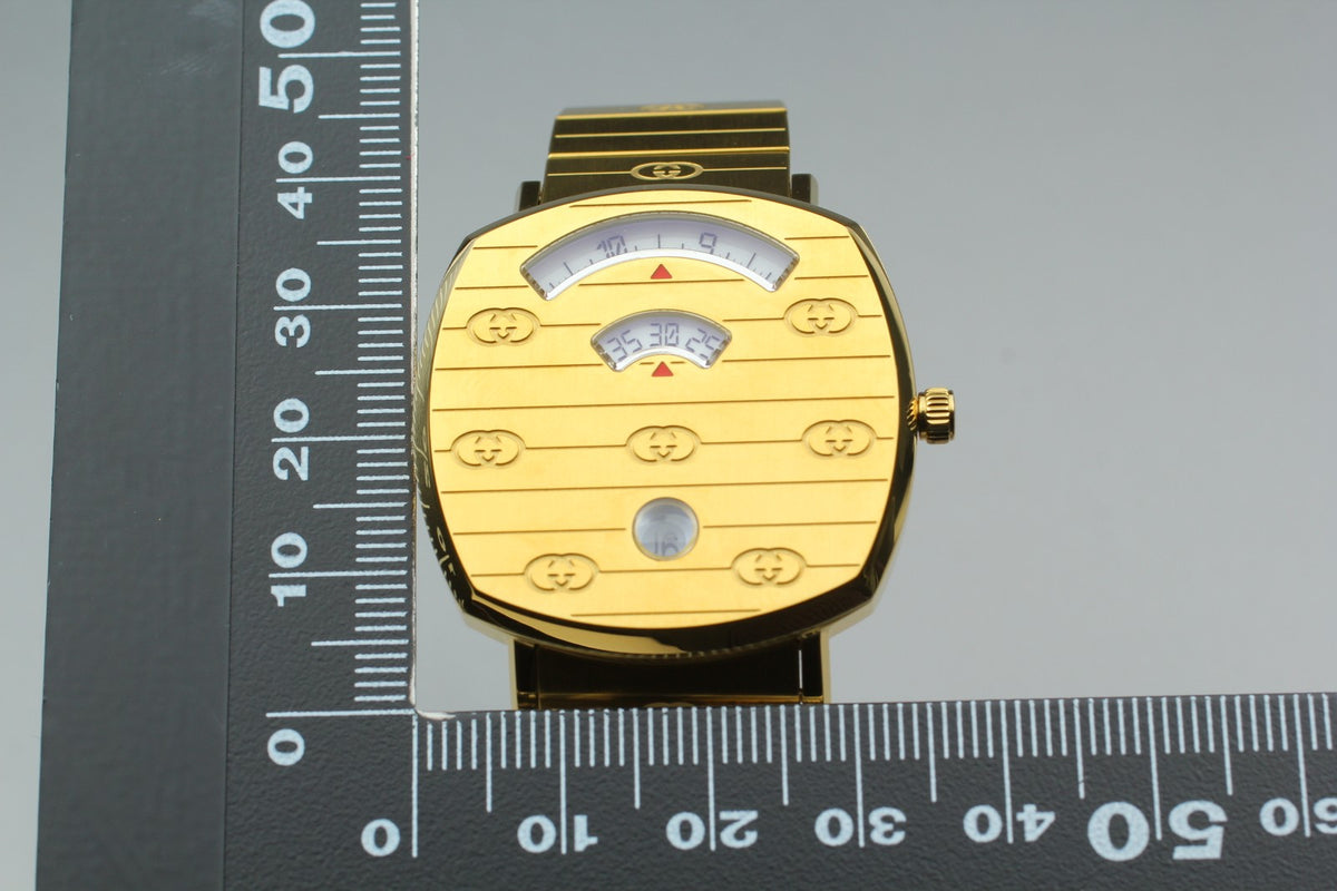 [MINT Box] GUCCI Grip 157.4 Gold 35mm GG Man's Quartz Watch From JAPAN