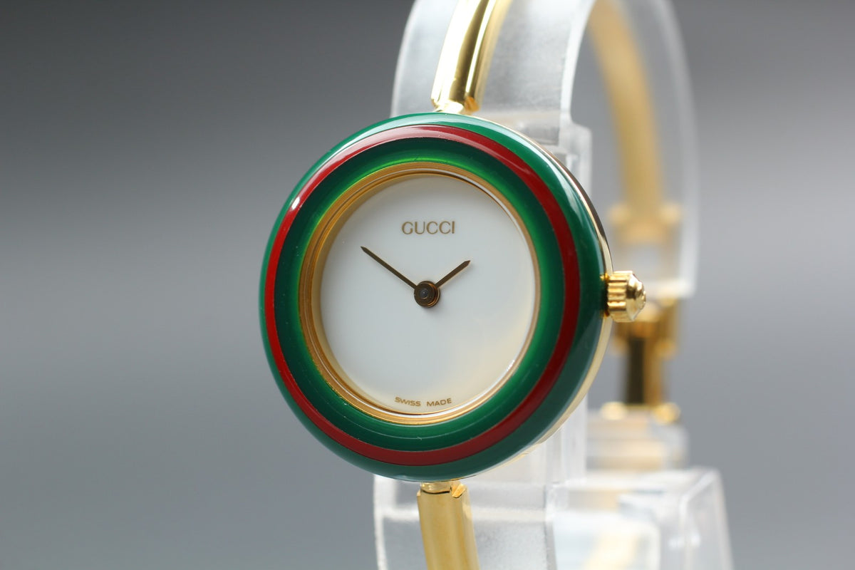 New Batt Vintage GUCCI Change Bezel 11/12.2 Quartz Women's Watch 25mm JAPAN Box