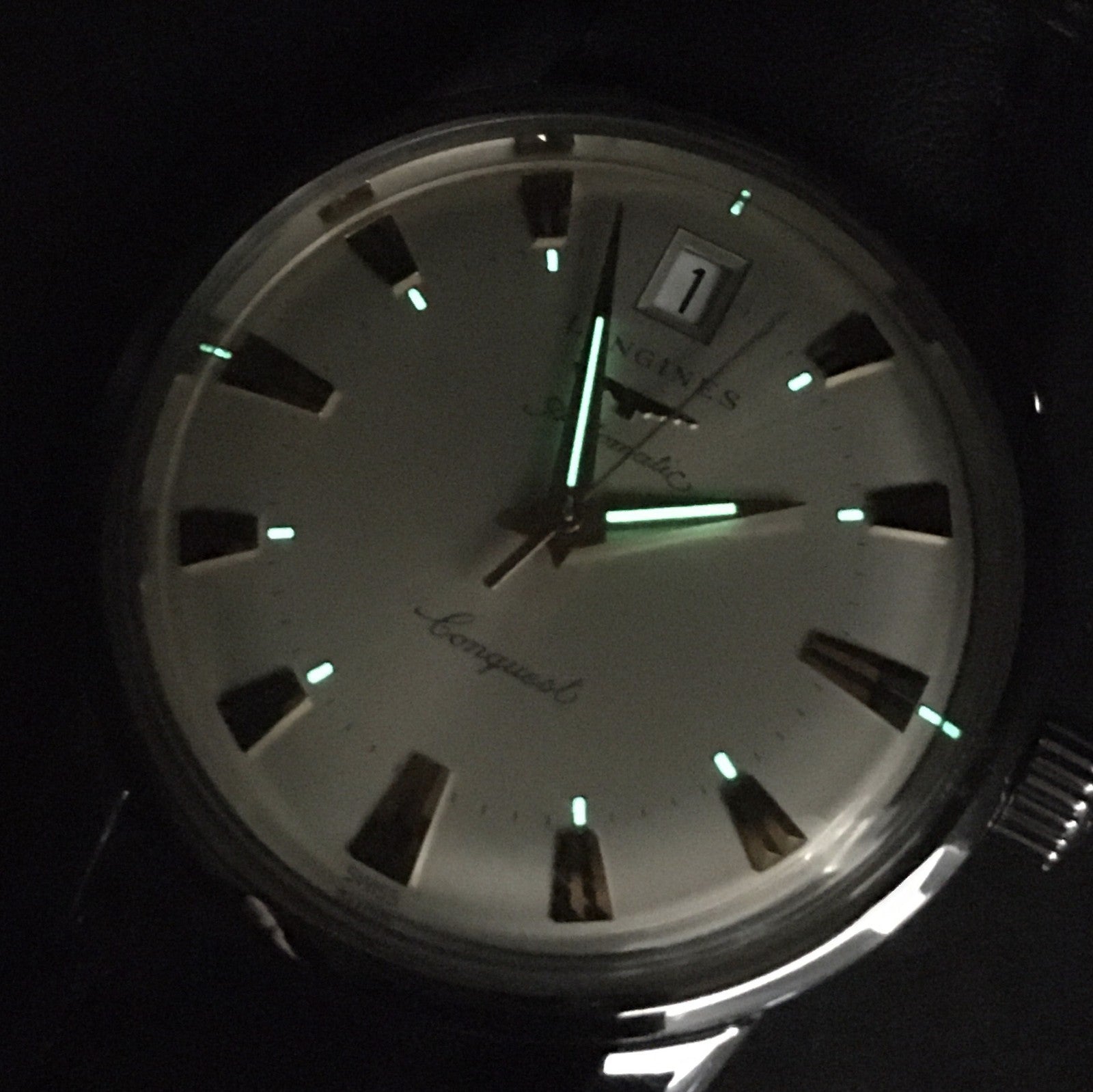 Longines Conquest Heritage L1.611.4 34mm Silver Black Automatic Mens Watch [Box]