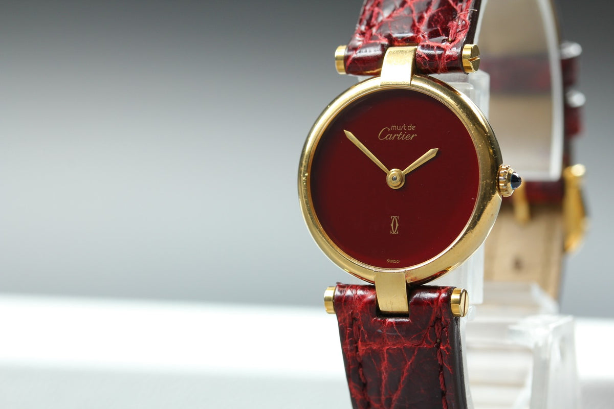 Cartier Must de Cartier Vendome 24mm Red Gold Women's Qz Watch Vintage [Pouch]