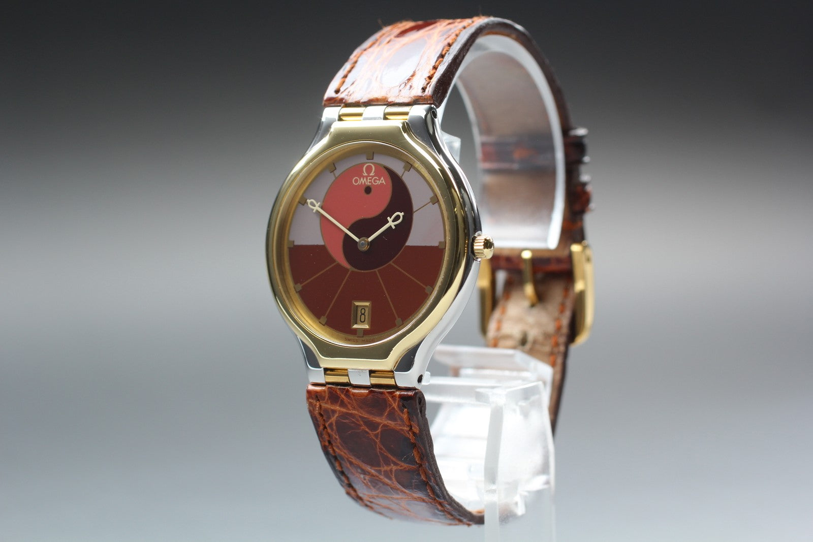 New Batt Vintage OMEGA De Ville symbol Quartz Women's Watch 31mm JAPAN Exc+5