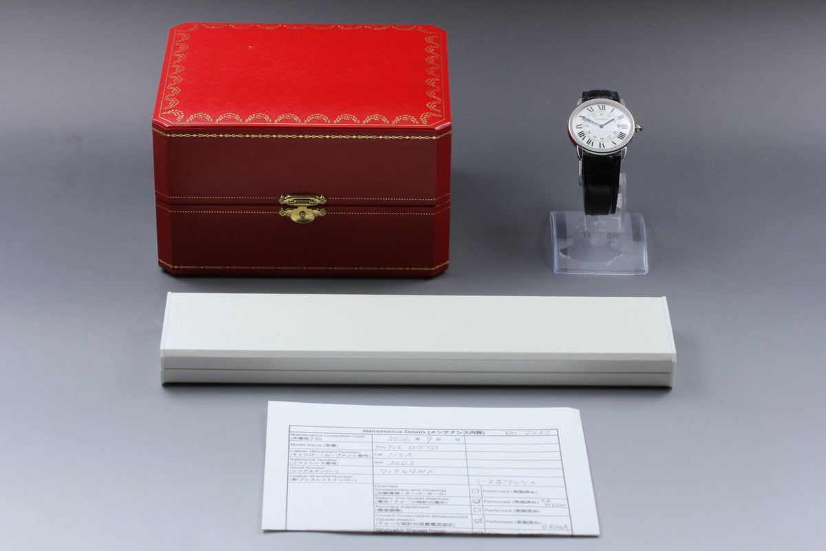 Cartier Ronde Solo de Cartier 3603 Silver Quartz 35mm Unisex Watch Polished Box