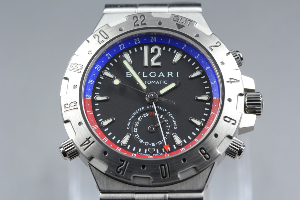 BVLGARI Diagono Professional GMT40S Automatic Black Men's Watch 40mm JAPAN Box