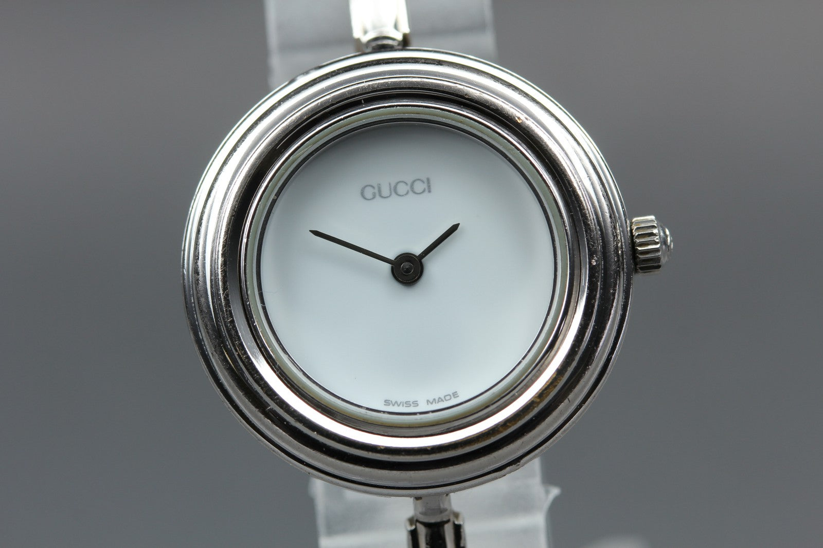 Vintage Gucci Change Bezel 11/12.2 Silver White Dial Women's Qz Watch [15.25cm]