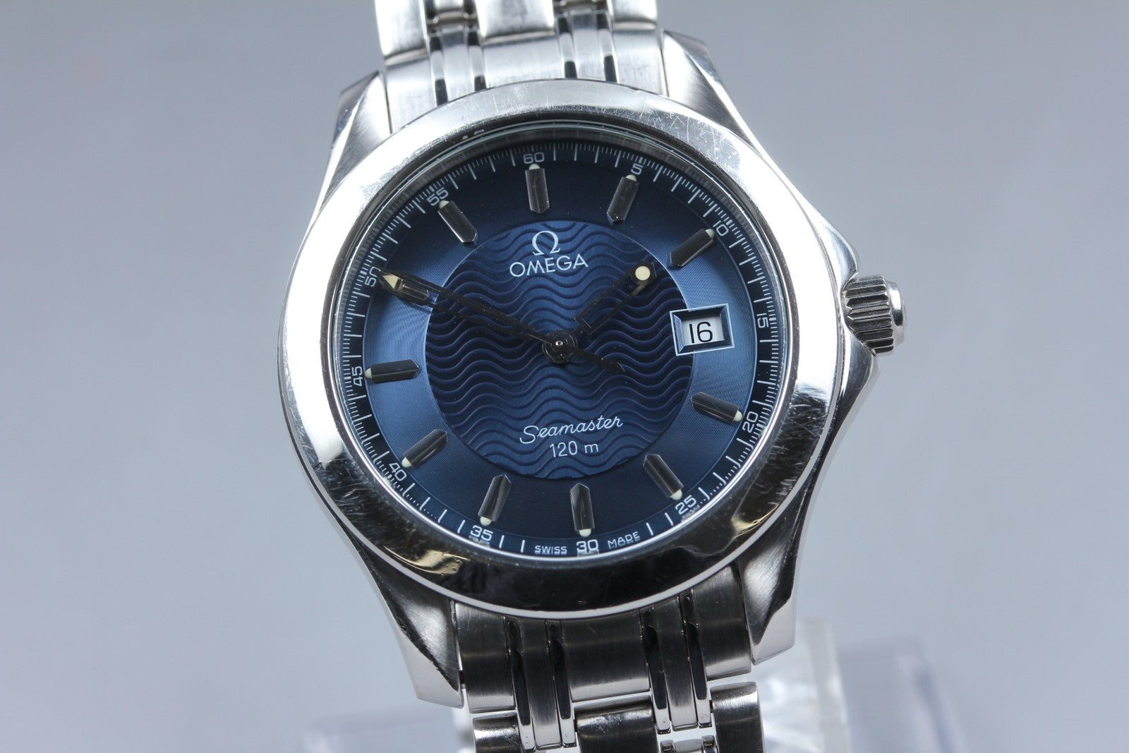 Overhauled [Exc+5 Box] OMEGA Seamaster 120m 2511.81 Blue Dial Quartz Men's Watch