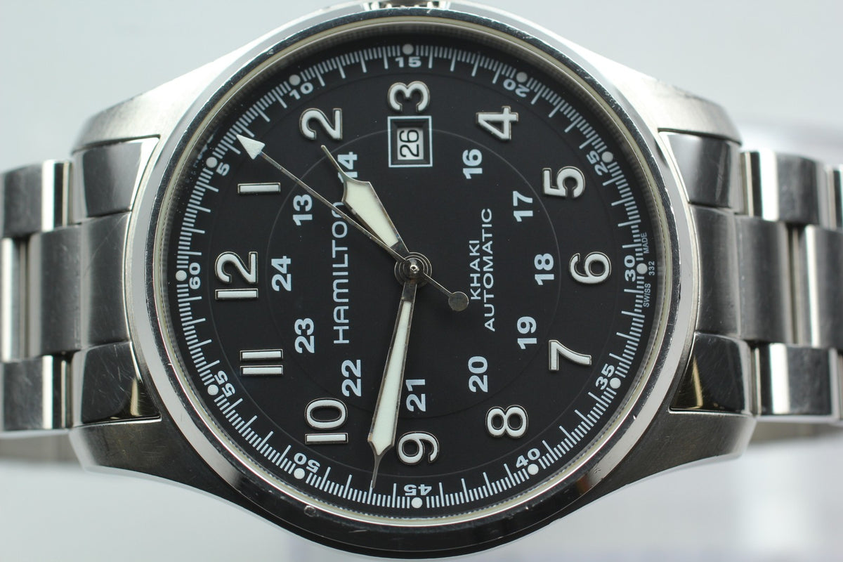 [Exc+5 Box] Hamilton Khaki Field H706250 Black Date Automatic 44mm Men's Watch