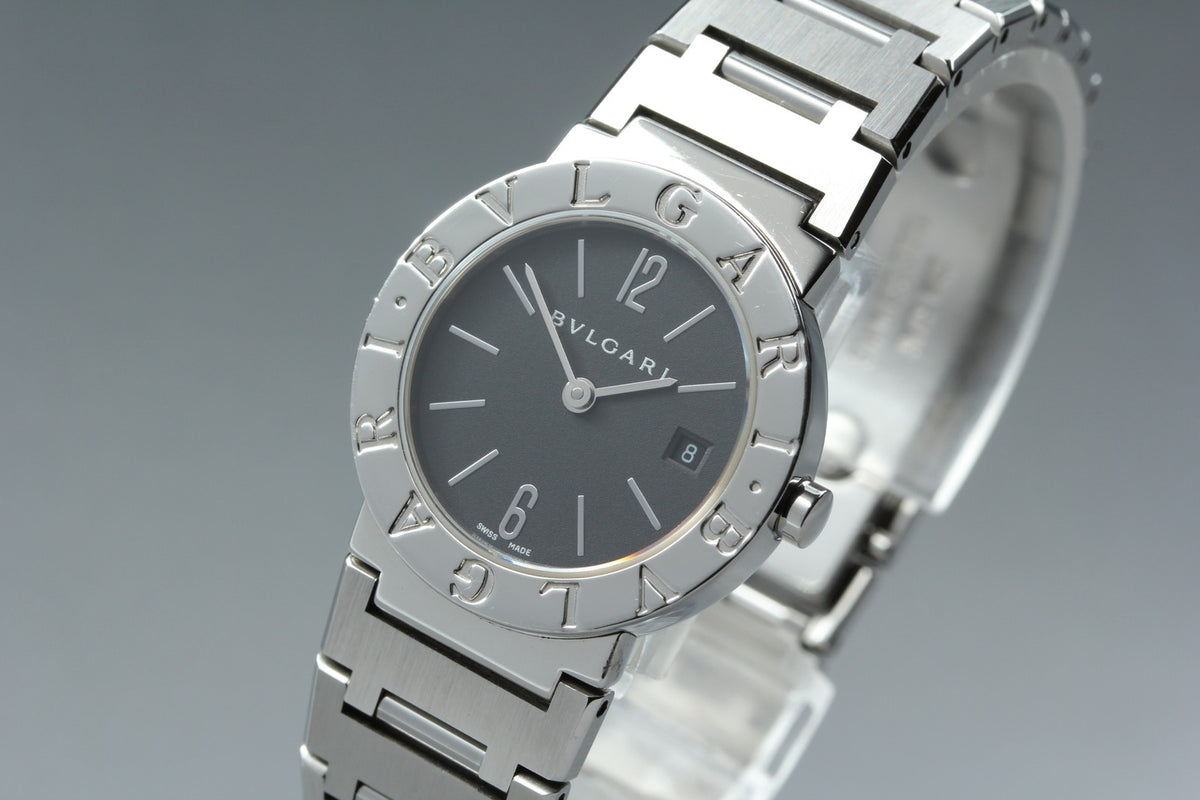 BVLGARI BB26SS Black Dial Quartz Date Women’s Watch 26mm Used From JAPAN w/Pouch