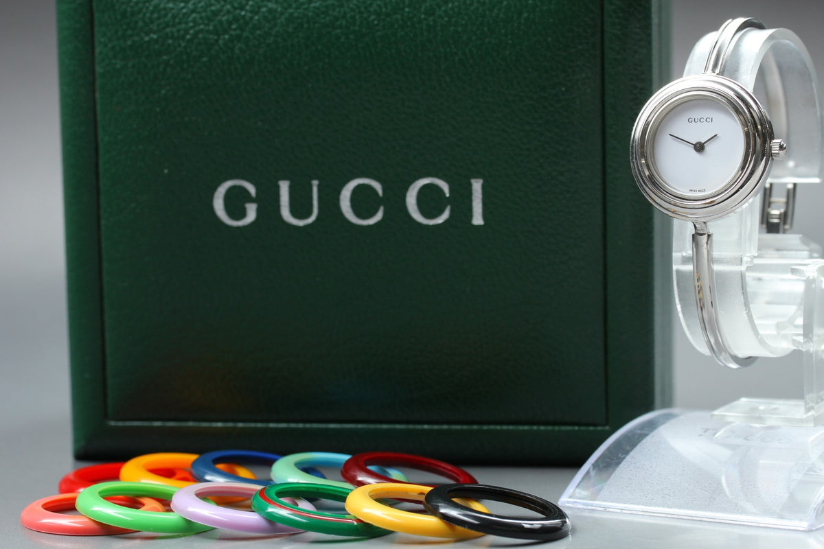 GUCCI Change Bezel 11/12.2L 12Color Quartz Silver Women's Watch 26mm JAPAN Box