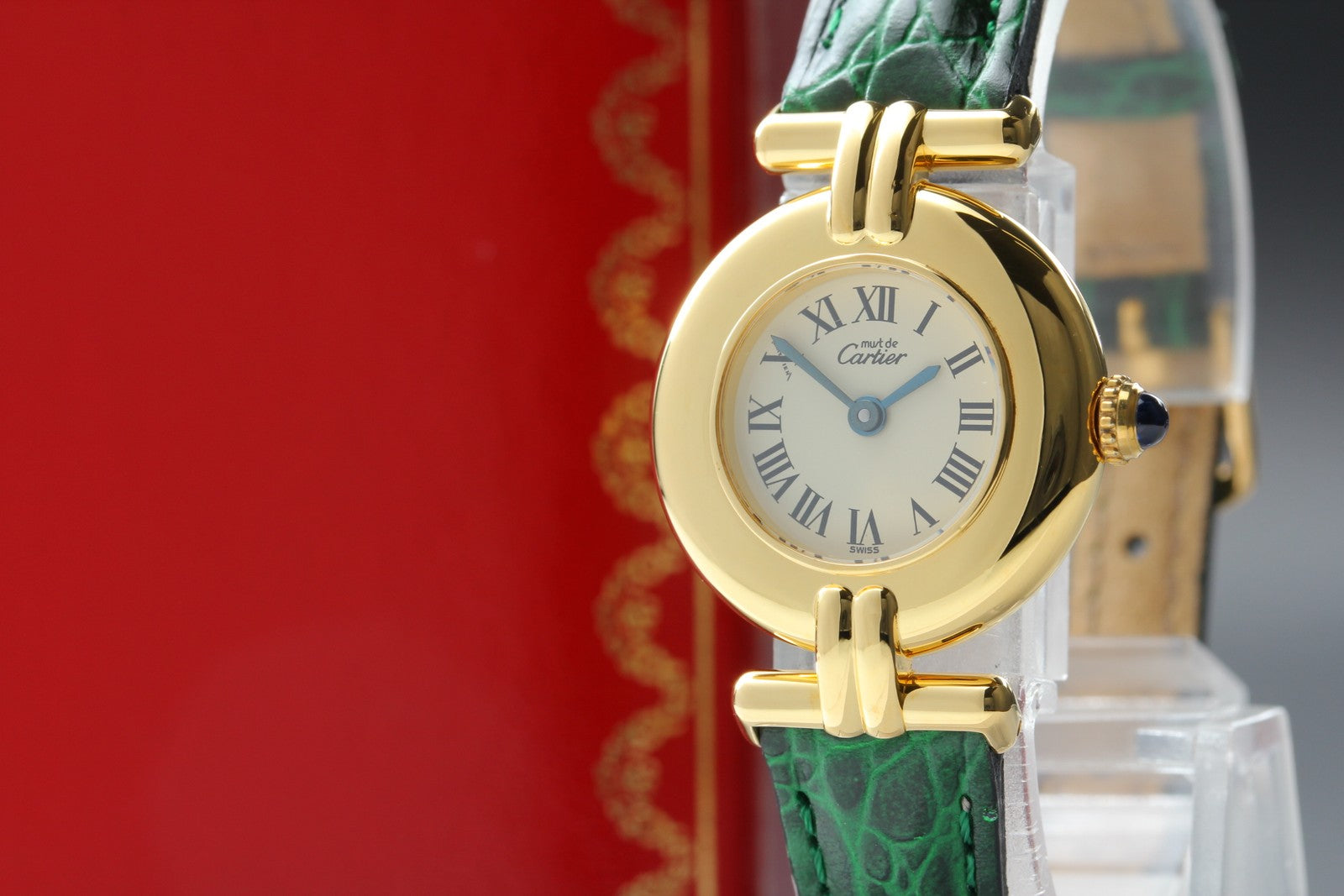 Vintage Cartier Must Colisee Vermeil 590002 Green Gold Women's Qz Watch [Box]