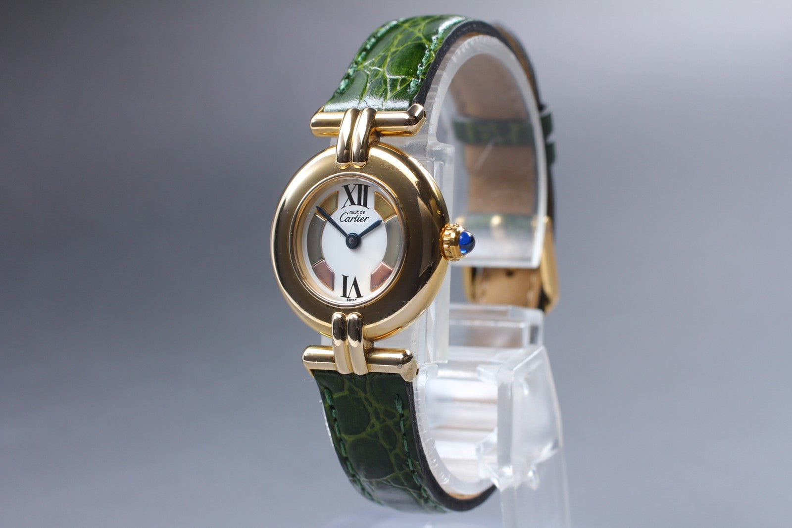 Vintage [Exc+5] Cartier Must Colisee Vermeil 590002 Green Women's Quartz Watch