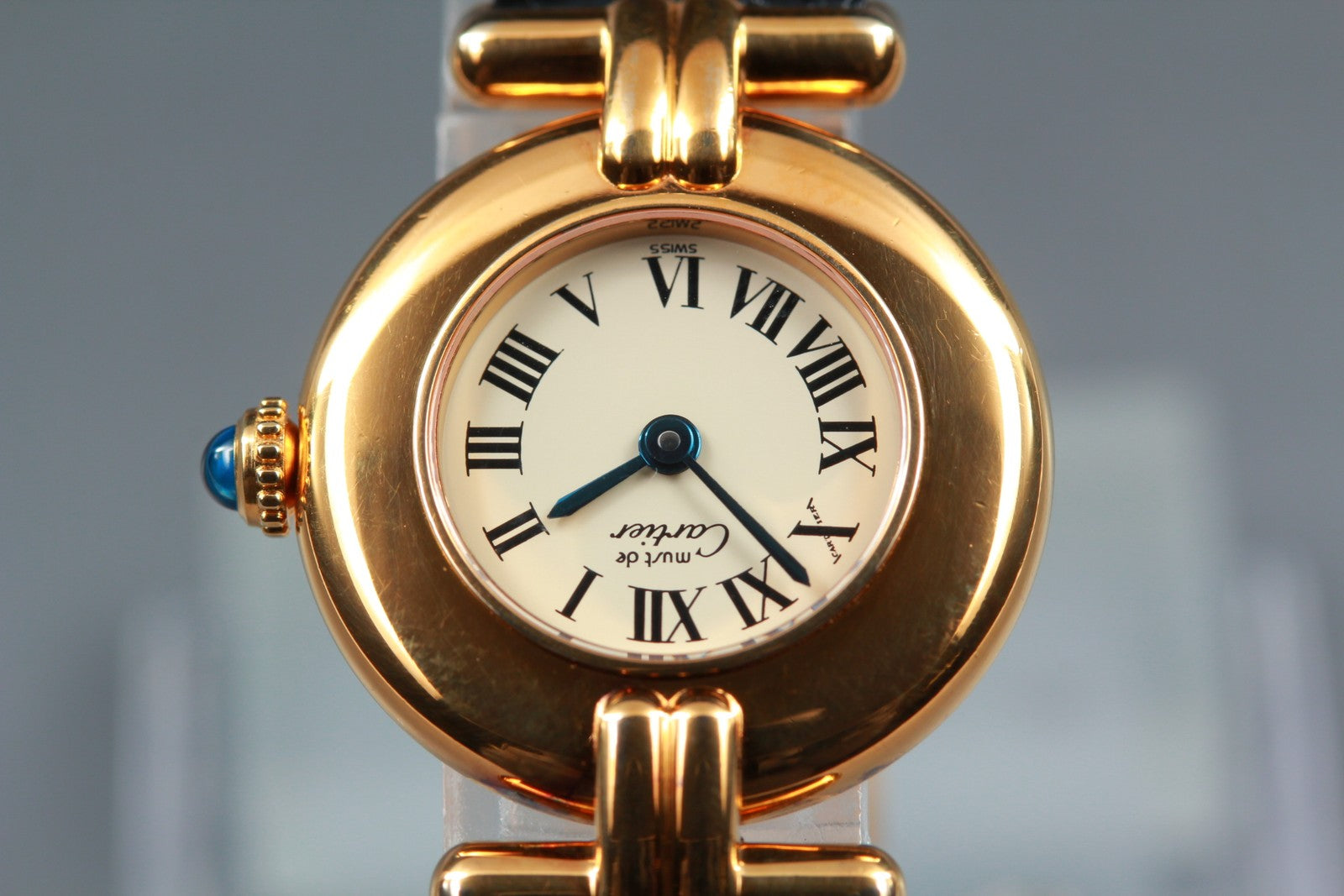 Vintage [w/Box] Cartier Must Colisee Vermeil 590002 Black Women's Quartz Watch