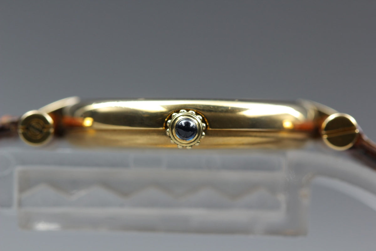 Cartier Must Vendome Vermeil Gold Brown 24mm Women's Quartz Watch Vintage [Box]