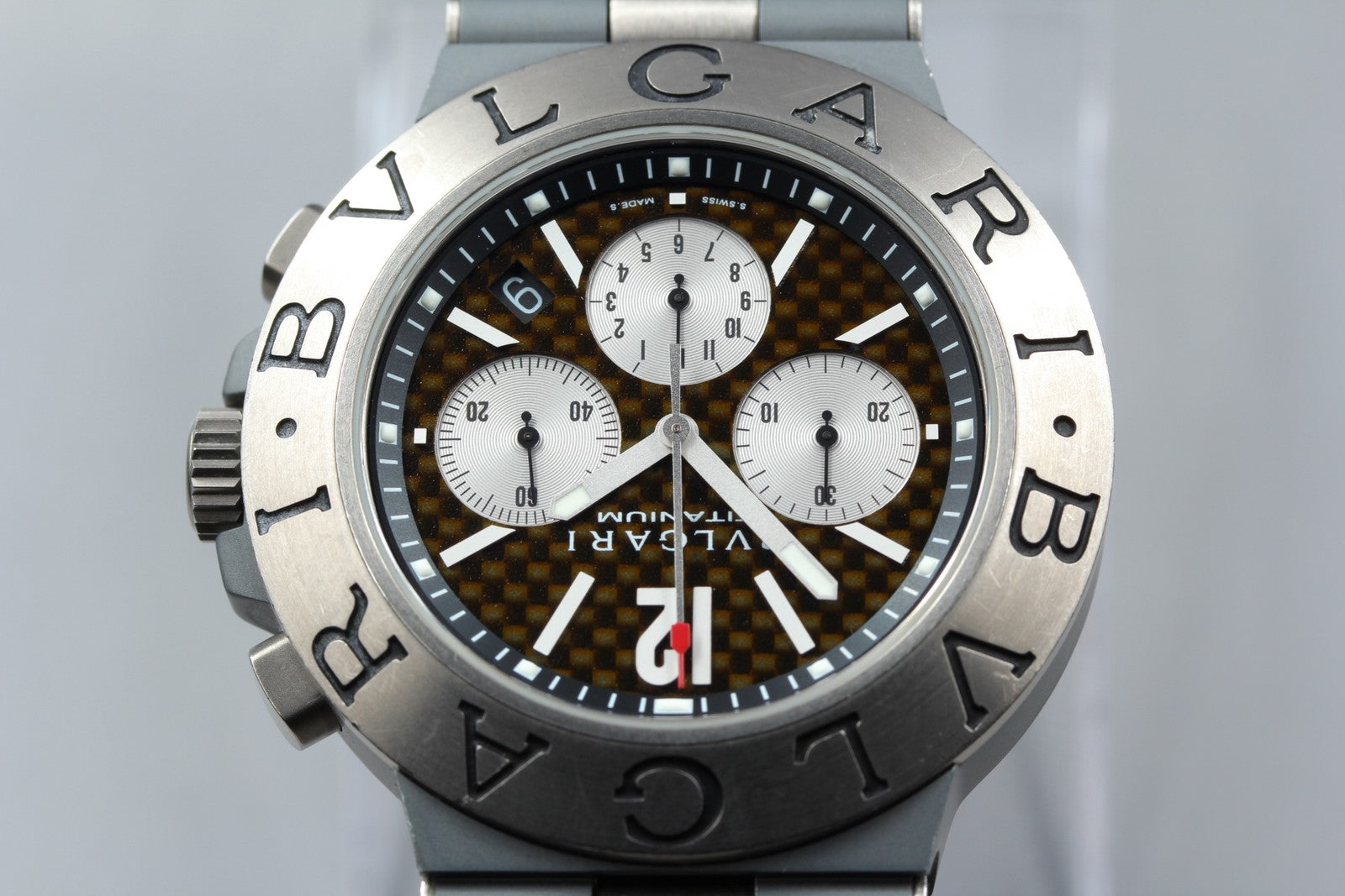 BVLGARI Diagono TI44TACH Automatic Chronograph Carbon Men's Watch 44mm JAPAN
