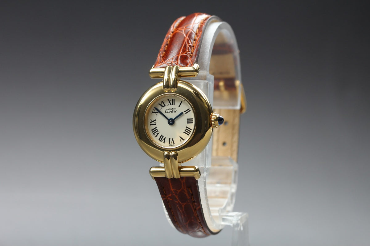 Cartier Must Colisee Vermeil 590002 Brown Gold Women's Quartz Watch Vintage