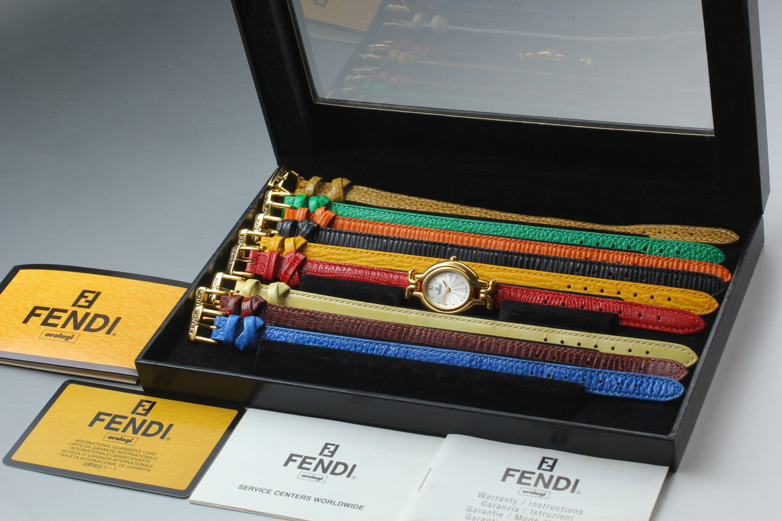 Vintage [Exc+5 Box] FENDI 640L Chameleon 9 Colors Belt Gold Women's Quartz Watch