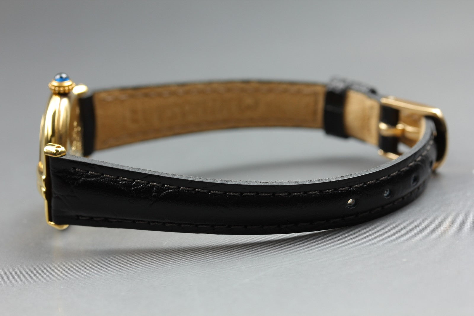Cartier Must Colisee Vermeil 590002 Black Gold Women's Qz Watch Vintage [Pouch]