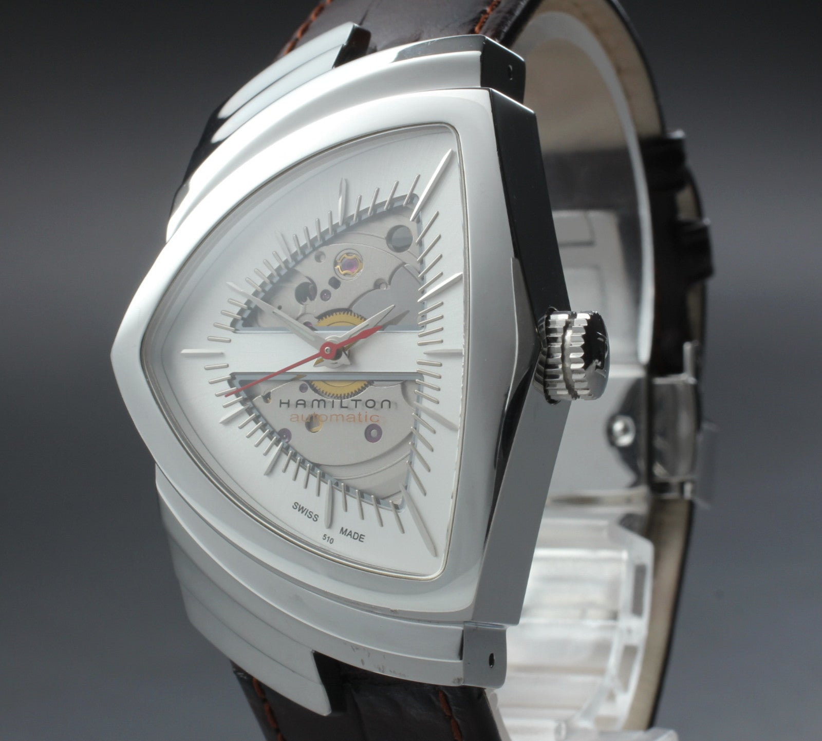 [Near MINT-] HAMILTON Ventura H245150 Automatic 34mm Brown Silver Men's Watch